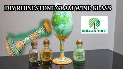 DIY DOLLAR TREE JELLY RHINESTONE WINE GLASS MAKEOVER- 21ST BIRTHDAY GIFT BLING PATRON BOTTLES SET