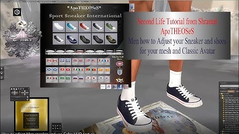 Tutorial Second Life from : Shrantal ApoTHEOSeS  How to adjust Men sneaker and use Color HUD texture