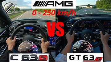 Mercedes-AMG C 63 S E PERFORMANCE 680 PS vs Mercedes-AMG GT 63 S E PERFORMANCE 843 PS 0-250 kmh