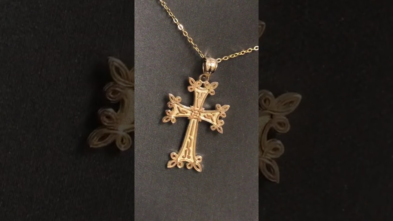 Gold Armenian Reversible Cross Pendant 