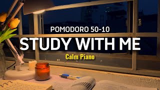 2-HOUR STUDY WITH ME \/ calm piano 🎹 \/ My room at Sunset \/ Pomodoro 50-10