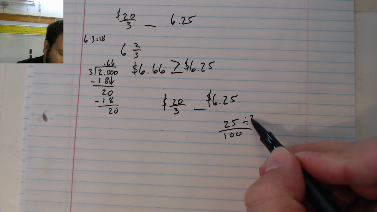 3.18 Comparing Fractions and Decimals YouTube