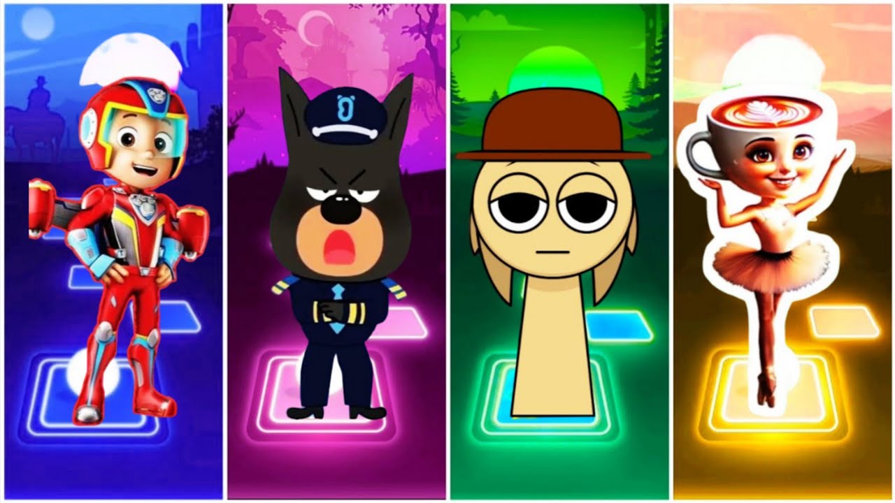 PAW PATROL RYDER 🆚 SHERIFF LABRADOR 🆚 INCREDIBOX SPRUNKI 🆚 BRAINROT BALLERINO COPPUCCINO | Tiles Hop