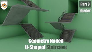 U-shaped staircase (Fire escape stairs) by geometry nodes [3/3] #tutorial #blender