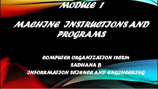 VTU CO 18CS34  M1 L5  MACHINE INSTRUCTIONS AND PROGRAMS