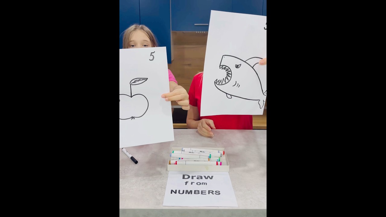 3 Marker Challenge ✍🏻🍎Drawing Number 🦈 