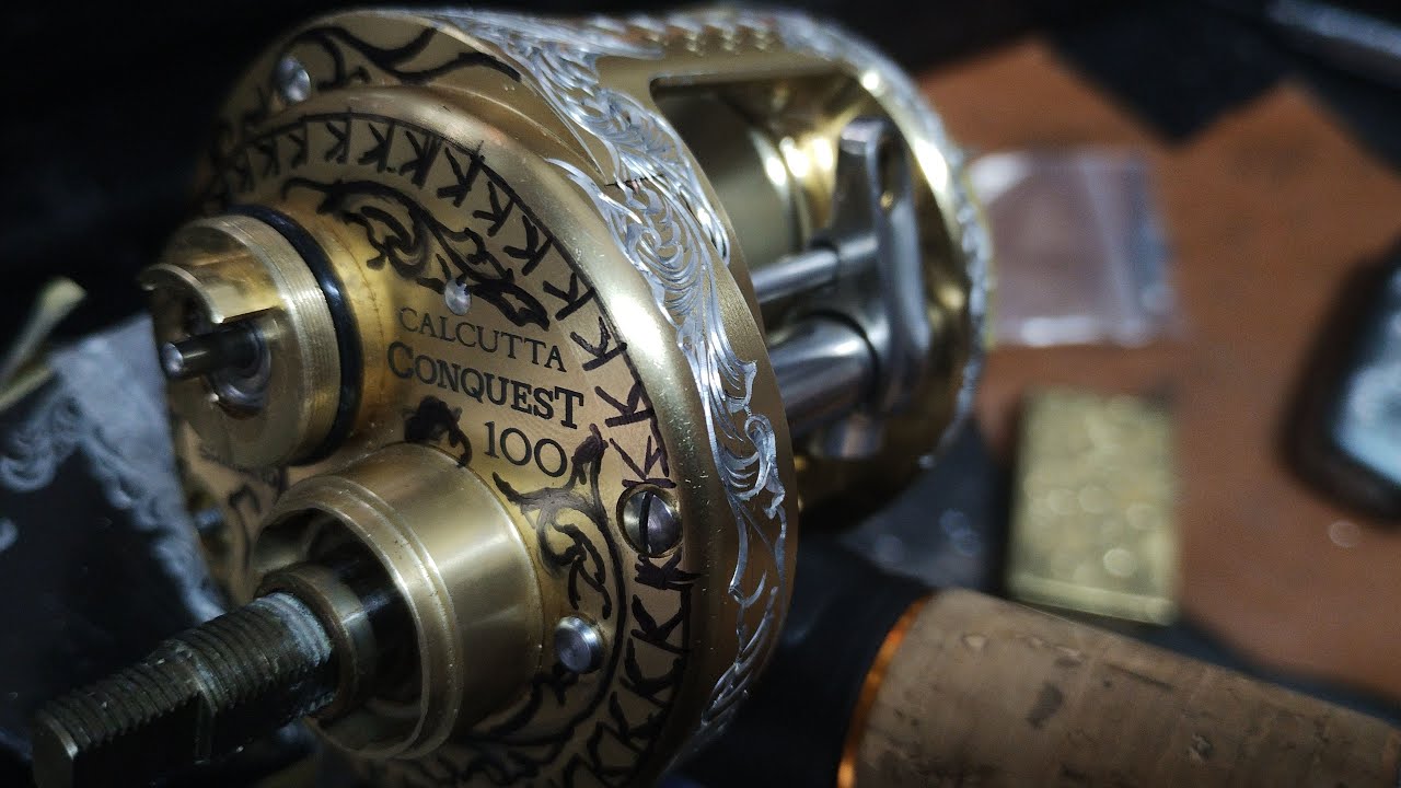 SHIMANO CALCUTTA CONQUEST」に彫刻（彫金）！エングレービングして