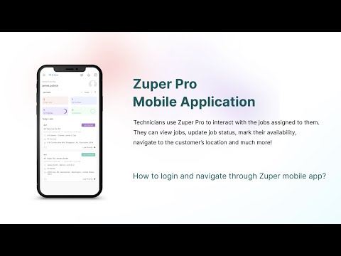 Zuper Pro Mobile App for Field Technicians - Login and Dashboard