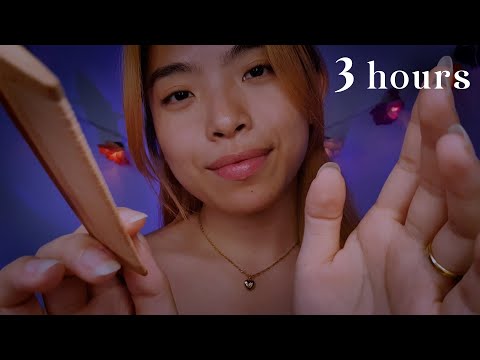 ASMR 3 Hour Hair & Scalp Attention (No Talking) 💆🏻‍♀️ Brushing, Combing, Parting, Massage