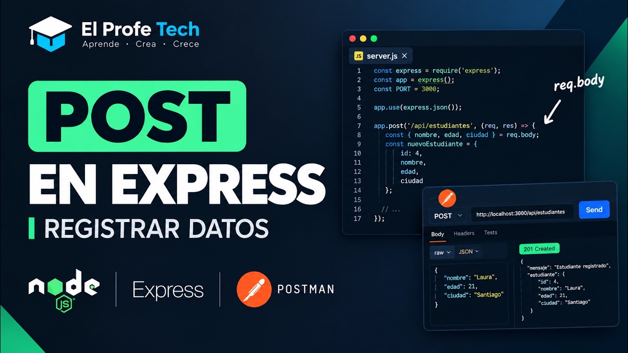 Express Node Server Cómo Usar POST en Express y Registrar Datos | API REST con Node.js ...