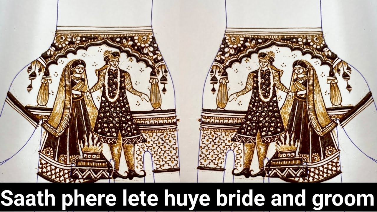Saath phere lete bride and groom kaise banaye/face kaise banaye/mehandi me face kaise banaye