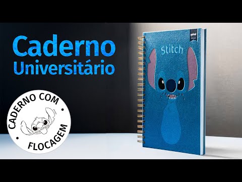 Caderno Universitário Spiral Premium, Stitch - Capa Premium com Flocagem