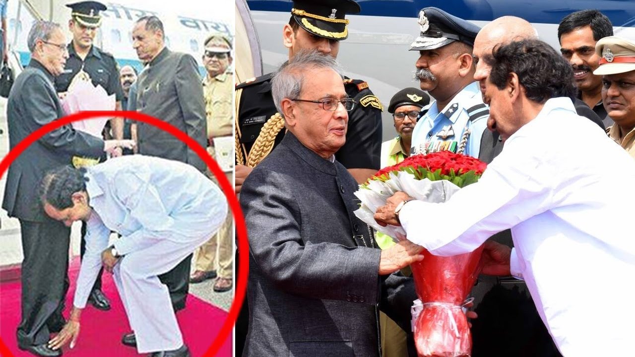 CM KCR and Governor Grand Welcome to President Pranab Mukherjee at Hyderabad | TV5 News