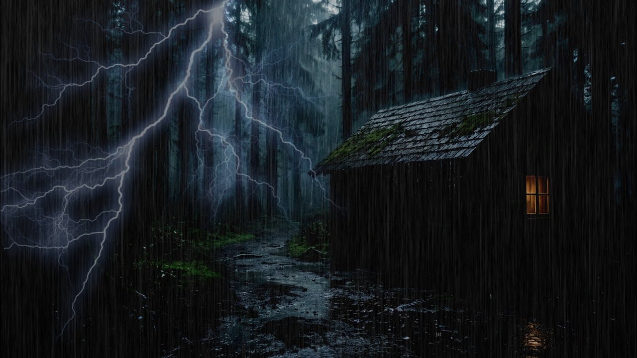 Sleep Fast with Rain and Thunderstorm in Dark Forest Night Sounds - YouTube
