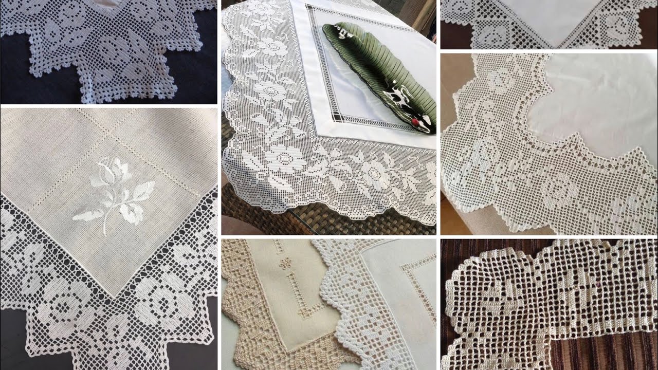 Модели с кружевным краем, вязаные крючком скатерти, кофейные скатерти, модели с кружевным краем п...