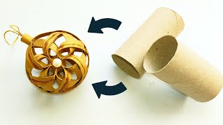 ✨ How to Make Christmas Ball From Toilet Paper Rolls ✨ New Year Ornaments and Decoration Ideas  DIY