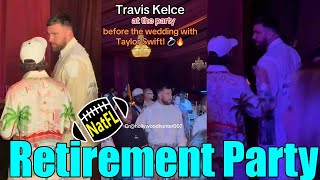 Travis Kelce danced at the NFL retirement party without his fiancée Taylor Swift.