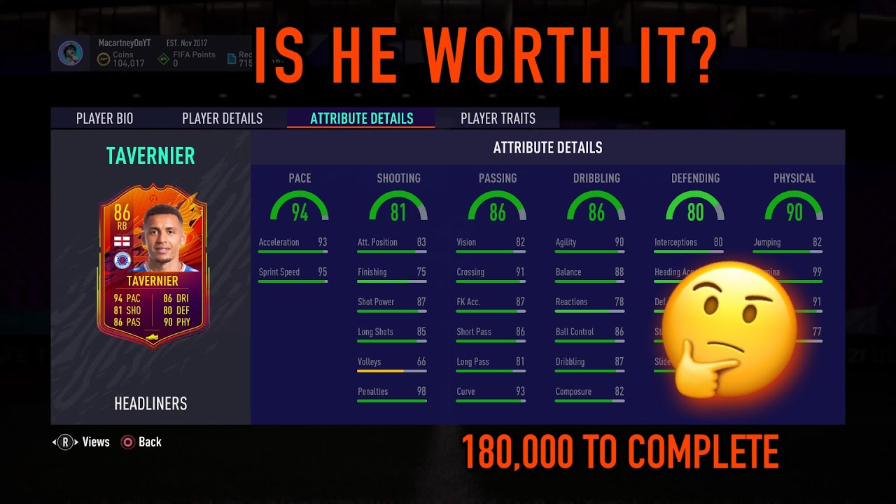 IS HEADLINER SBC 86 JAMES TAVERNIER WORTH IT? | HEADLINER SBC 86 TAVERNIER PLAYER REVIEW! - FUT 21