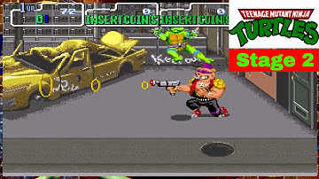 Teenage Mutant Ninja Turtles TMNT Arcade Game 1989 Retro Walkthrough Stage 2