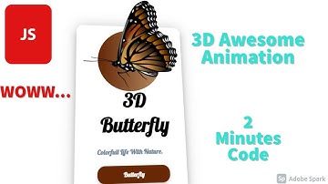 3D Butterfly Animation With HTML CSS and JS. JavaScript 3D Awesome Animation.