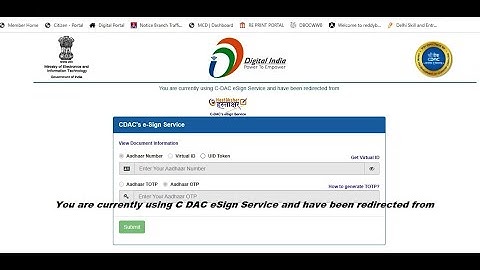 You are currently using C-DAC eSign Service and have been redirected from || esign service error