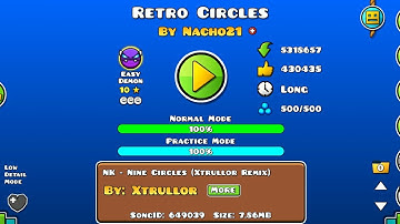 (Easy Demon) "Retro Circles" by Nacho21 (3 coins) | Geometry Dash