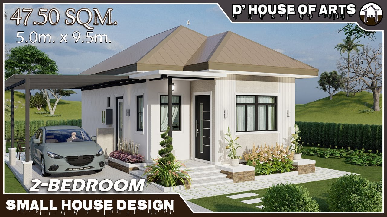 2 Bedroom Small House Design Ideas | 47.5 SQM. (5m. x 9.5m) | Bungalow Small House Design