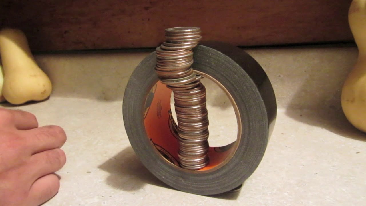 Most Quarter Dollar Coins Stacked Inside A Duct Tape Roll YouTube