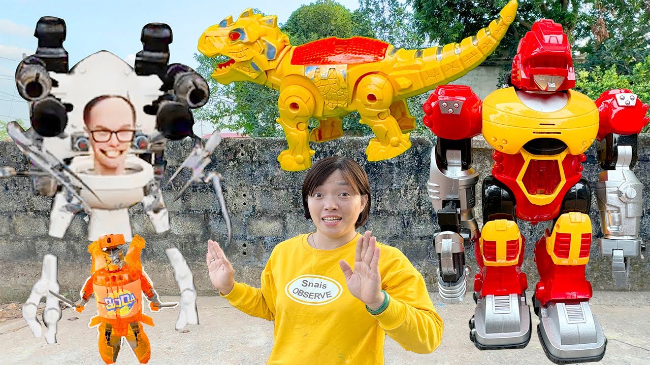Tổng hợp Kem Ốc review các robot lạ, cùng khủng long đi săn skibidi toilet, cứu con bò. Theu Chanel