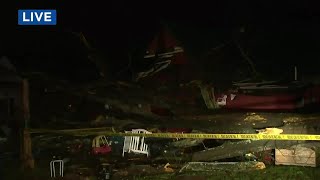Tree and powerlines down on Anderson County home during storms