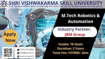 Admission open in  M Tech Robotics & Automation