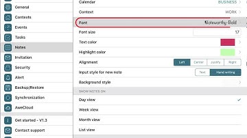 VigCal guide for iPad: Set default values for new note