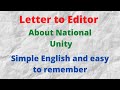 Letter to editor about National Unity