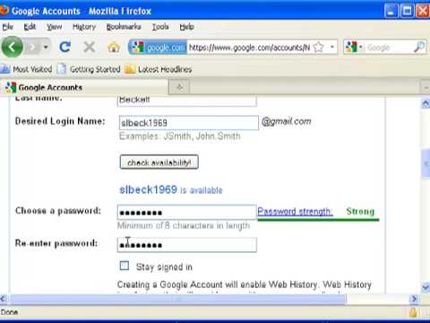 setting up a gmail account