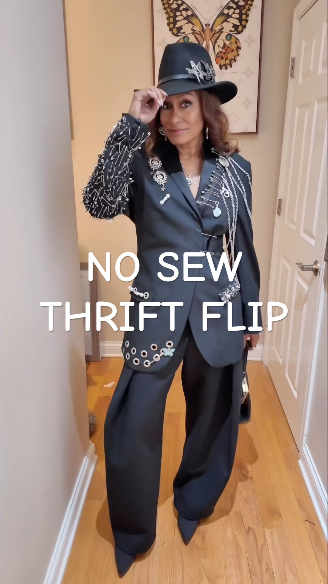No Sewing…. Just Pins?! Thrift Flip Blazer DIY #upcycledfashion