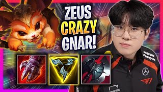 ZEUS CRAZY GAME WITH GNAR! - T1 Zeus Plays Gnar TOP vs Renekton! | Season 2024