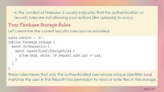 Resolving Firebase Storage Error 403: Understanding Security Rules for Uploading Files