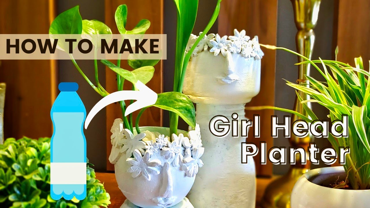 5-Minutes Plastic Bottle Craft Idea / Girl Head Planter DIY / Zero Budget Handmade Pots