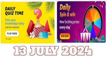 Amazon Quiz Answers Today | 13 July 2024 | @dailyquiztime #amazonfunzon