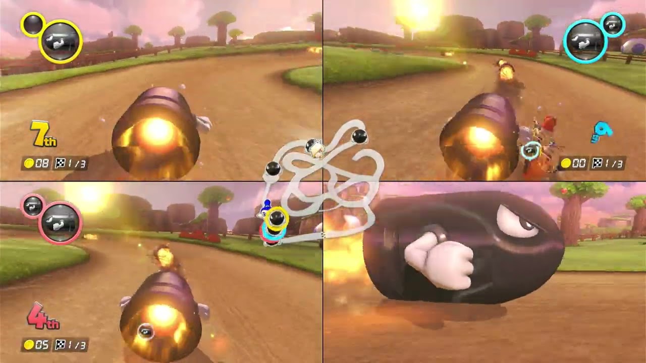 Mario Kart 3 Player | Family Fun (Sister vs Brother vs Daddy) | Bullet bill only item