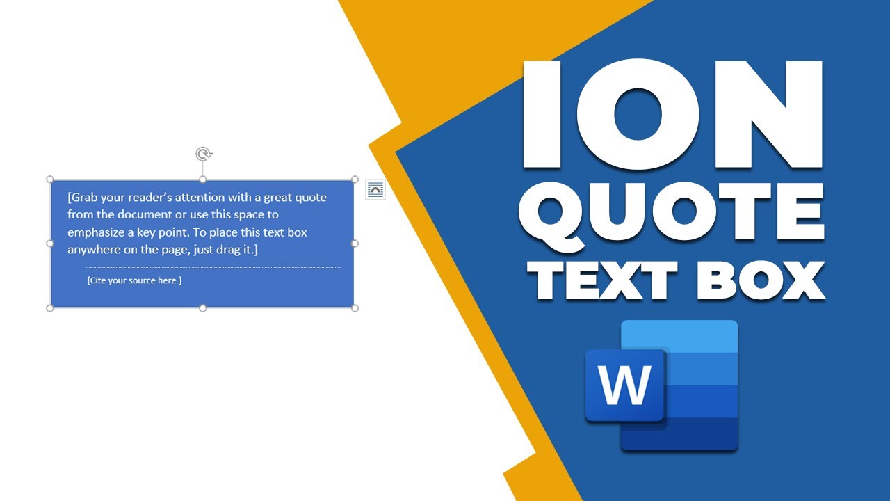 How to insert a Ion quote text box in Word - YouTube
