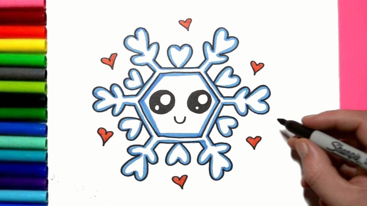 How to Draw a Cute Snowflake - I Love Snow! - YouTube