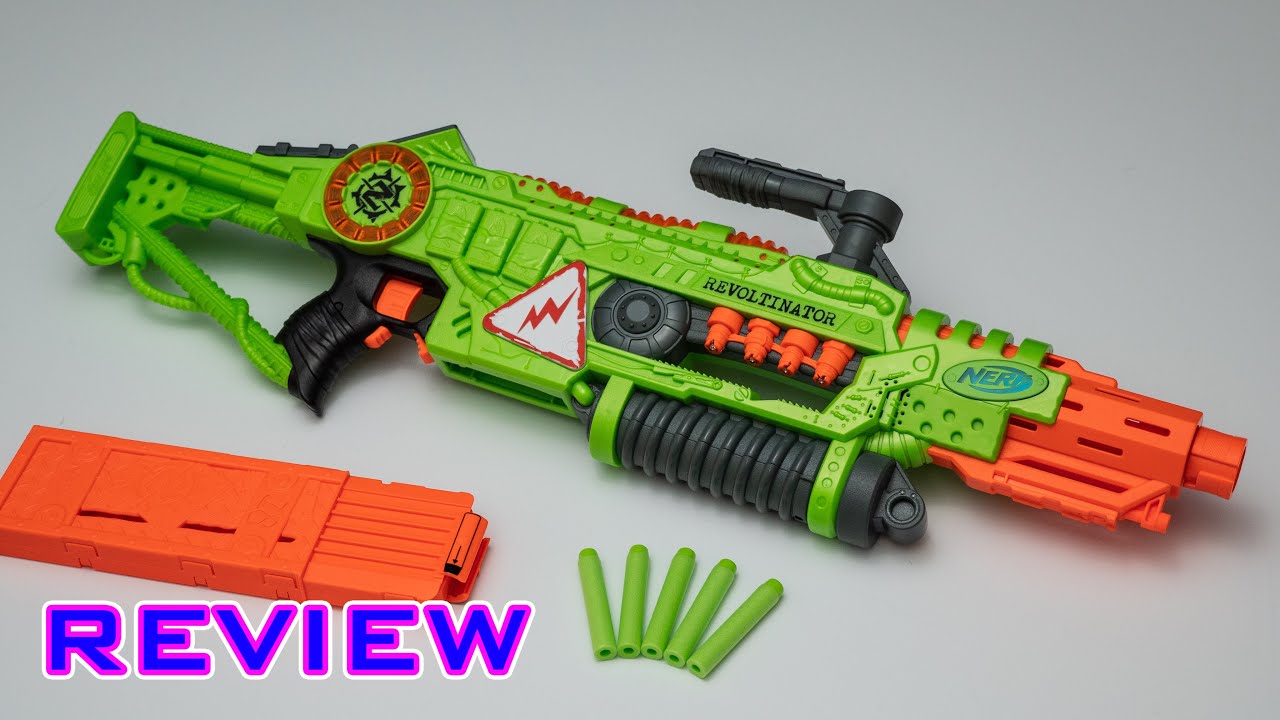 NERF Revoltinator Zombie Strike Toy Blaster with Motorized Lights Sounds &  18 Official Darts for Kids, Teens, & Adults