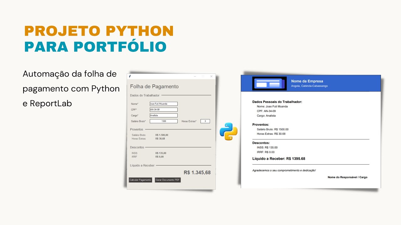 Como criar Folha de pagamento Personalizado e Automatizado em PDF com Python e ReportLab #02