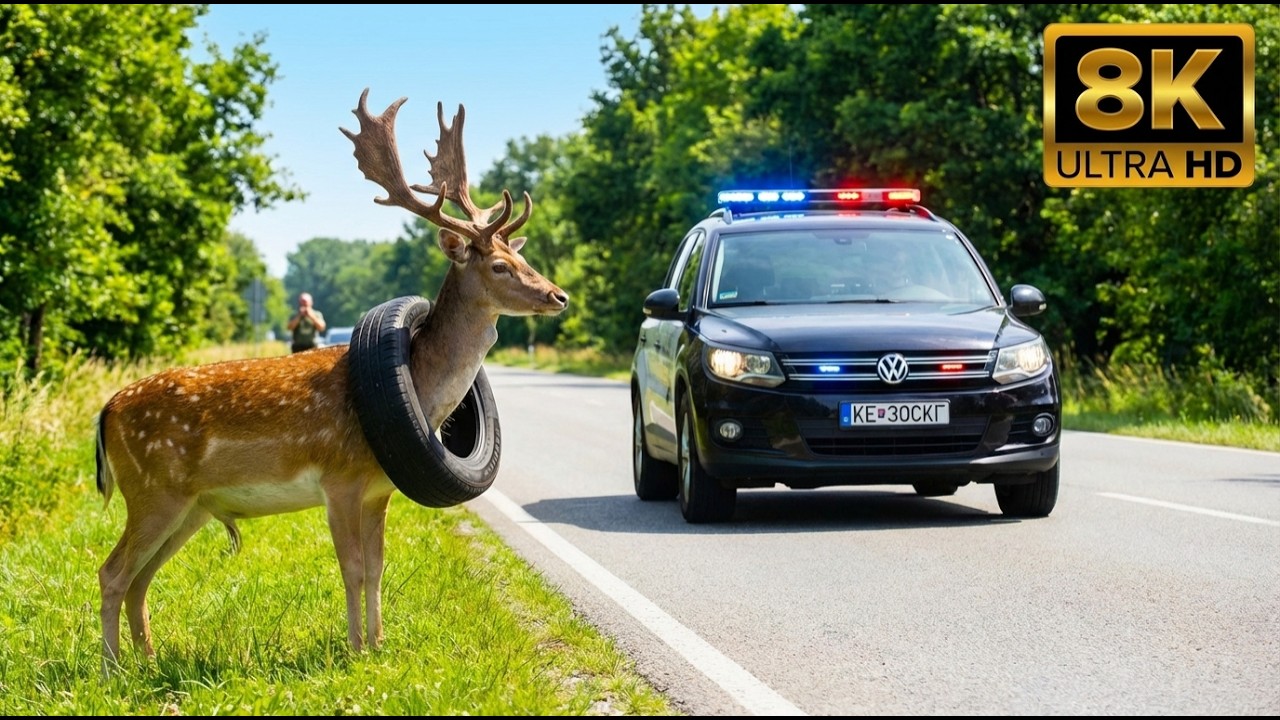 Saving a Deer with Antlers Trapped in a Heavy Tire - YouTube