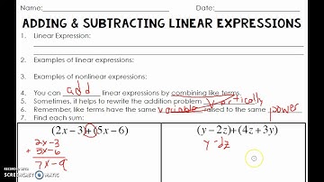 Adding and Subtracting Linear Expressions