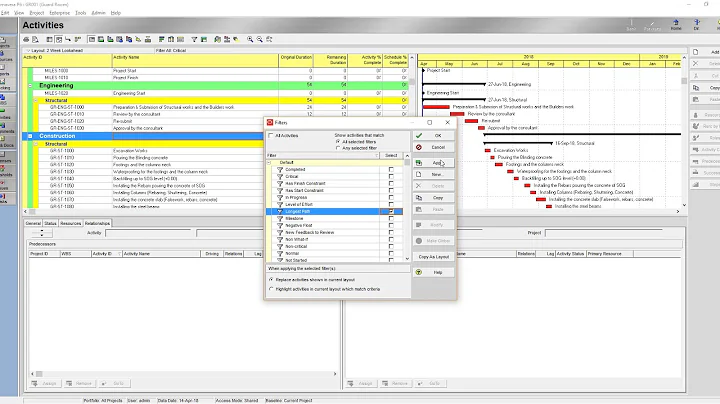 Utilize the Default FILTERS in Primavera P6