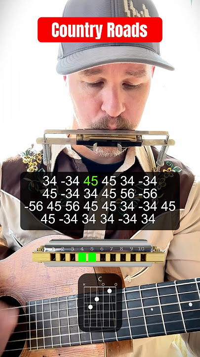 Country Roads John Denver Harmonica Guitar Tutorial #harmonica #guitar #tutorial