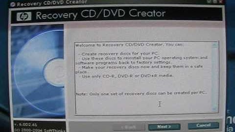 How to make Windows XP System Recovery Discs on HP PC tower