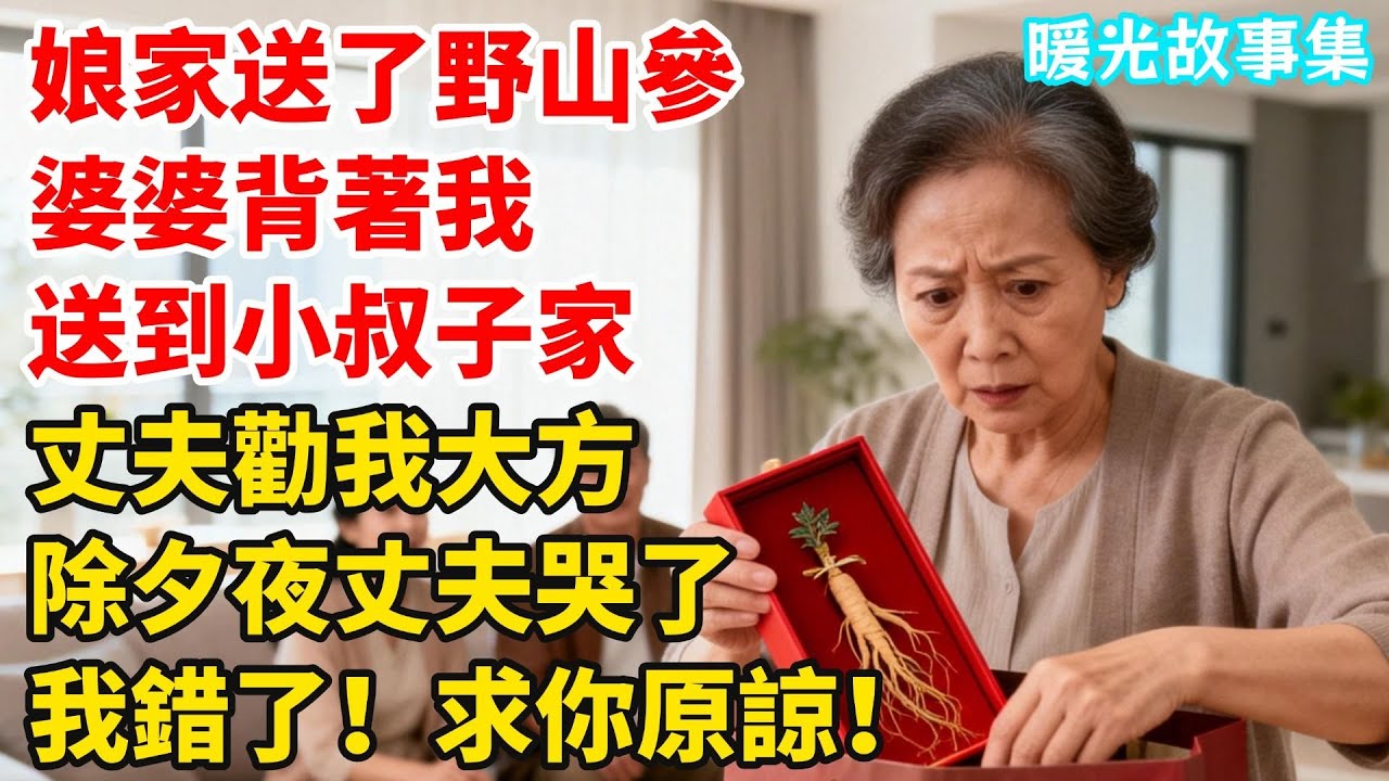我孃家送來了野山參，婆婆背著我送到小叔子家，丈夫勸我大方點，我沒鬧再也沒管過家事，除夕夜丈夫看著空蕩蕩的的冰箱哭了：我錯了！求你原諒！#婆媳故事#家庭倫理#家庭矛盾#暖光故事集
